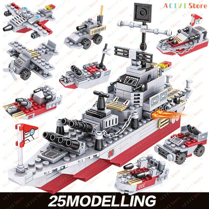 Military Building Blocks Set – Tank, Warship, Plane & Army Models