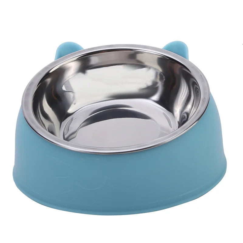 Tilted Stainless Steel Pet Feeding Bowl for Cats & Dogs