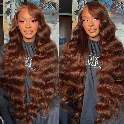 Chocolate Brown Body Wave Lace Front Human Hair Wig – 13x4 & 13x6, 18–46 Inch