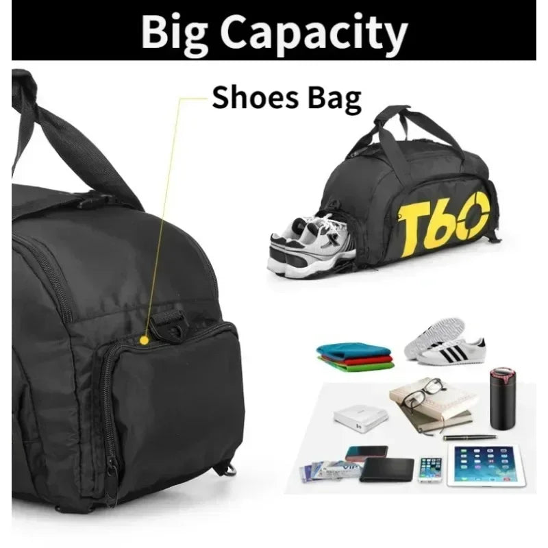 T60 Sports Gym Bag with Dry Wet Separation – Large Capacity