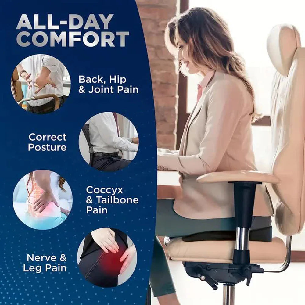Memory Foam Orthopedic Seat Cushion – U-Shaped Coccyx Chair Pad