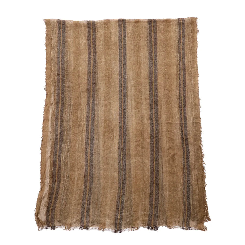 Men's Striped Cotton Linen Scarf – Warm Neckerchief Pashmina