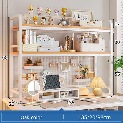 Multi-Layer Desktop Bookshelf with Wrought Iron Frame