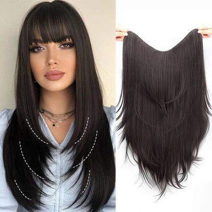 Synthetic Layered Hair Extension – One-Piece Clip-In for Women