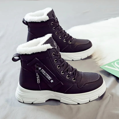 Women's Fur-Lined Winter Ankle Boots – Warm Lace-Up Snow Boots