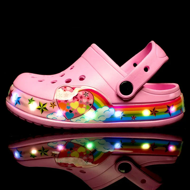 Kids LED Light-Up Clog Sandals – Boys & Girls Summer Hollow Shoes