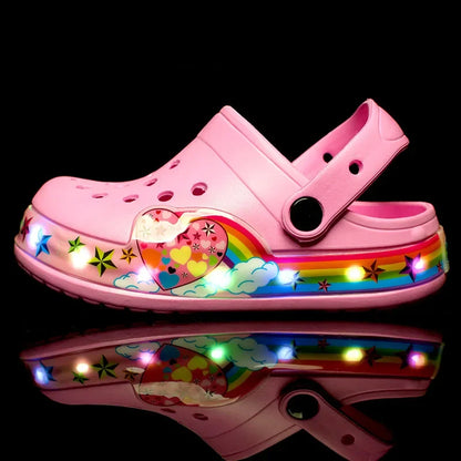 Kids LED Light-Up Clog Sandals – Boys & Girls Summer Hollow Shoes