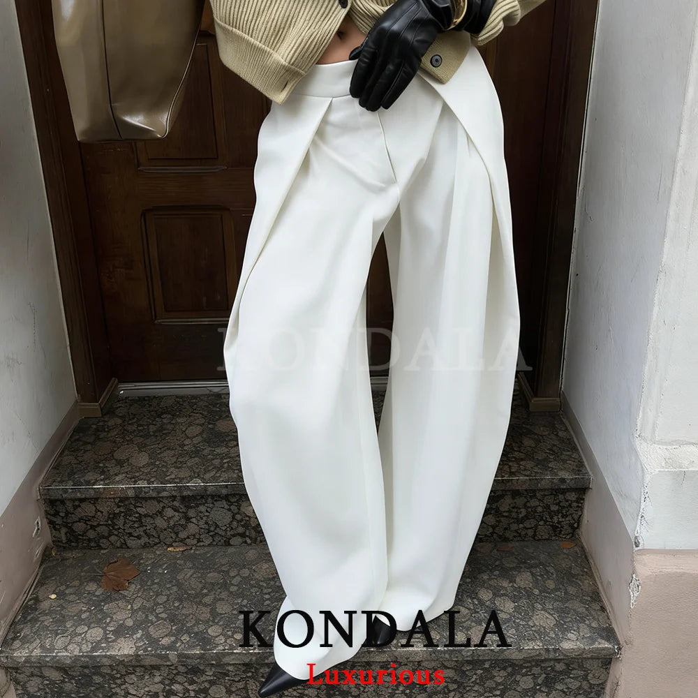Wide Leg Pants for Women – High Waist Pleated Trousers with Pockets