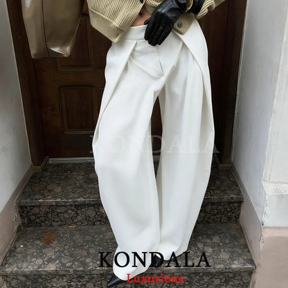 Wide Leg Pants for Women – High Waist Pleated Trousers with Pockets
