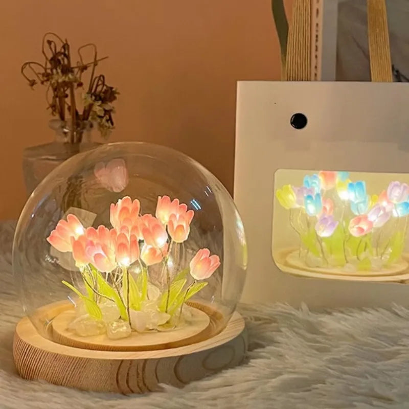 DIY Tulip Night Light Kit – Handmade LED Flower Lamp for Home Decor & Gifts