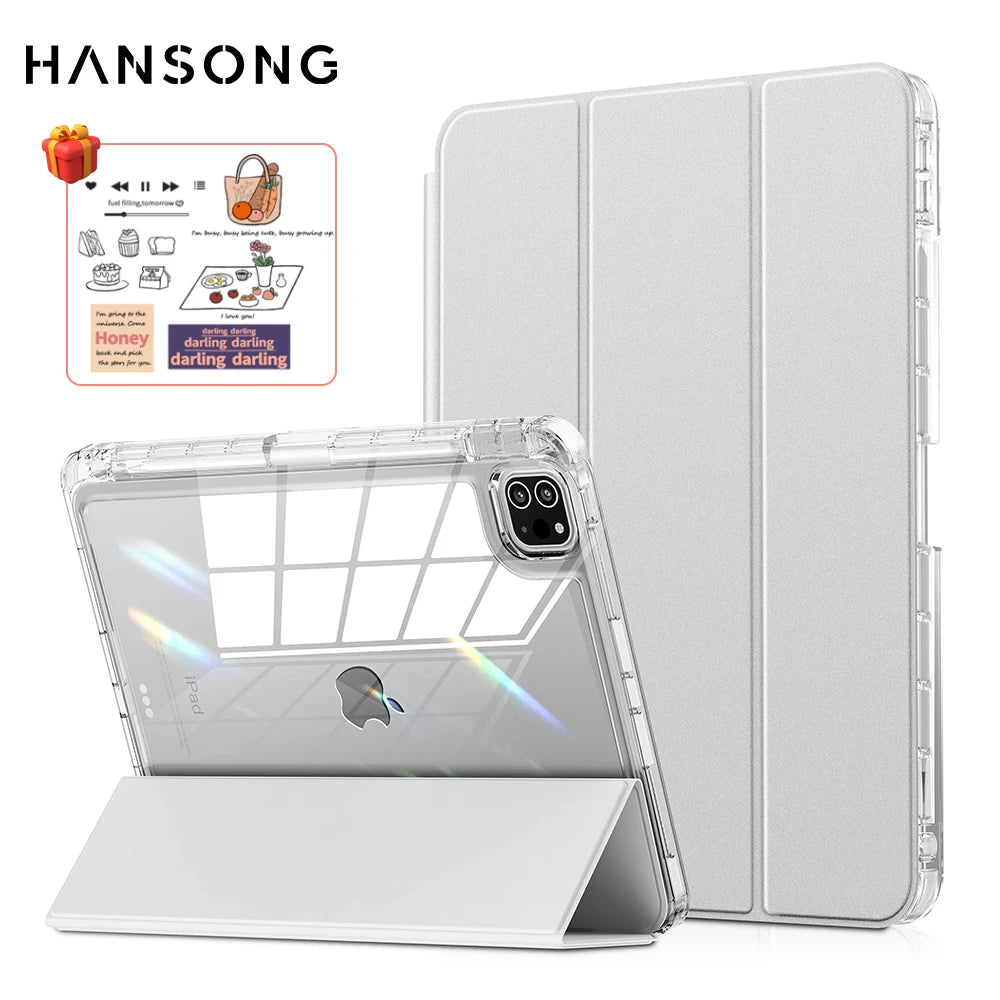 iPad Case with Clear Back – Smart Tri-Fold Folio Cover