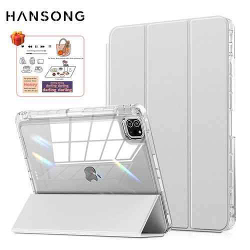 iPad Case with Clear Back – Smart Tri-Fold Folio Cover