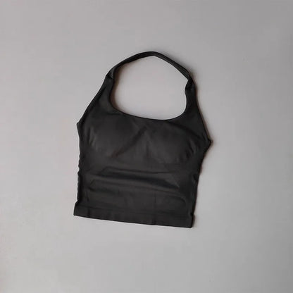 Women's Halter Neck High Support Sports Bra – Backless Yoga Top