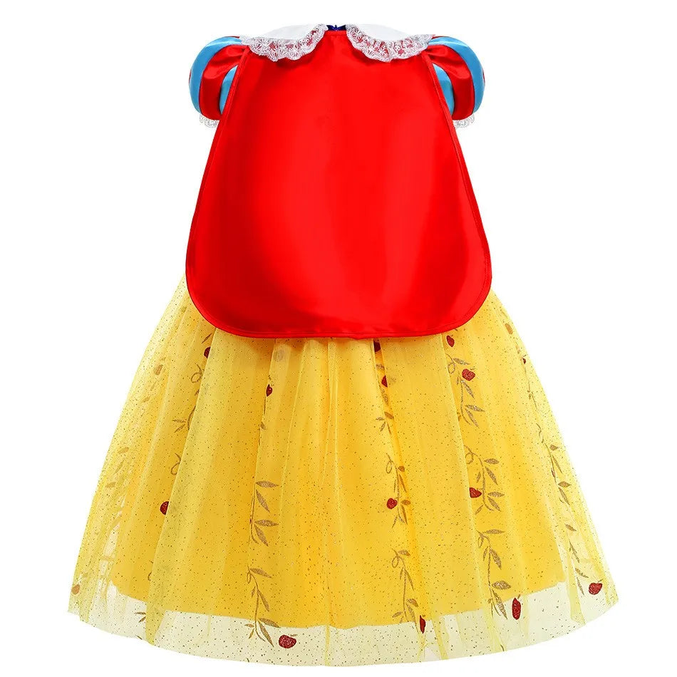 Snow White Princess Costume Dress for Girls – Disney Cosplay with Cloak & Headband