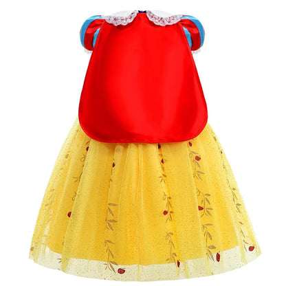 Snow White Princess Costume Dress for Girls – Disney Cosplay with Cloak & Headband
