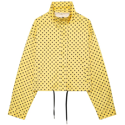 Women's Polka Dot Bomber Jacket – Oversized Cropped Aviator Outerwear