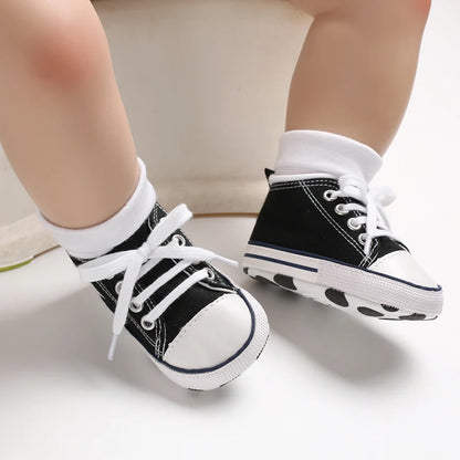 Baby Canvas High-Top Sneakers – Anti-Slip Infant First Walker Shoes