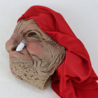 Funny Old Granny Latex Mask – Smoking Grandma Halloween Costume