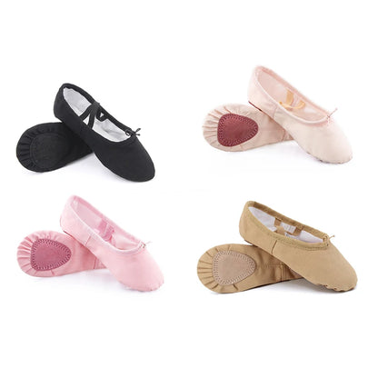 Canvas Ballet Slippers Split Sole Dance Shoes for Kids & Adults
