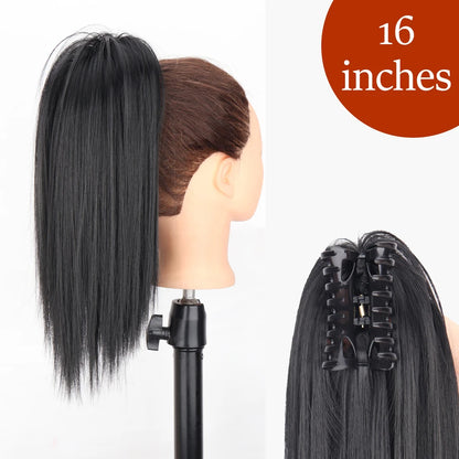 Claw Clip Ponytail Hair Extension 24 Inch Wavy Synthetic Heat Resistant