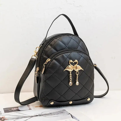 Mini Quilted Crossbody Bag for Women with Swan Charm