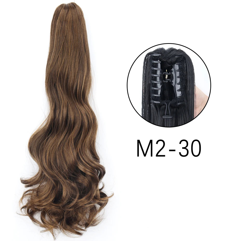 Claw Clip Ponytail Hair Extension 24 Inch Wavy Synthetic Heat Resistant