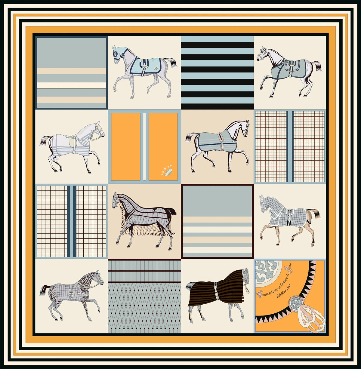 Women's Luxury Silk Square Scarf – 90cm Twill Print Bandana Shawl