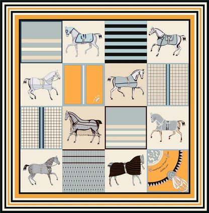 Women's Luxury Silk Square Scarf – 90cm Twill Print Bandana Shawl