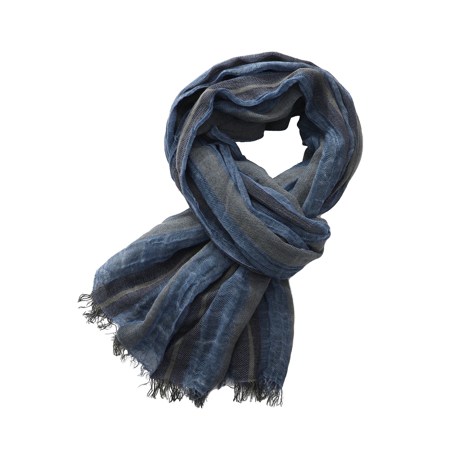 Men's Striped Cotton Linen Scarf – Warm Neckerchief Pashmina