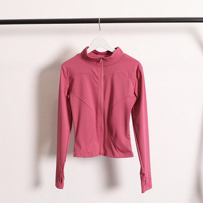 Women's Zip-Up Yoga Jacket with Thumb Holes – Athletic Activewear