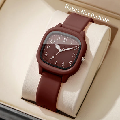 Women's Silicone Band Quartz Watch Set – Casual Style
