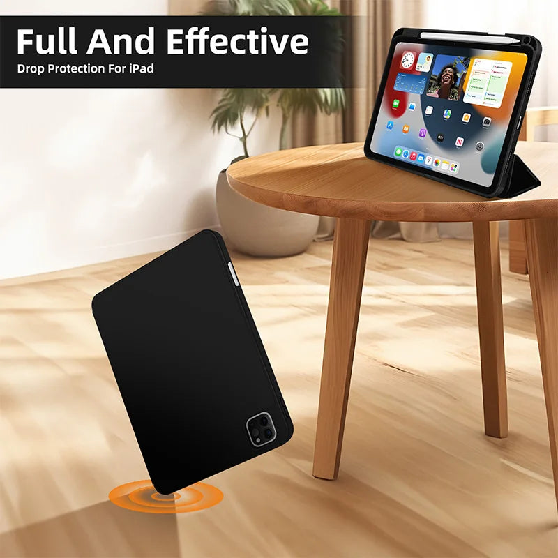 iPad Case with Pencil Holder – Slim Trifold Smart Cover