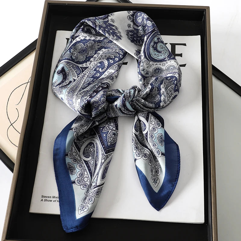 Silk Feel Square Scarf for Women – Satin Hair Wrap & Foulard Shawl