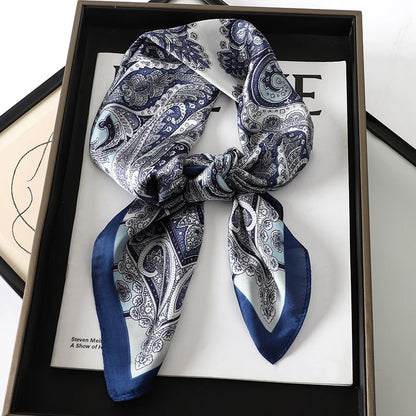 Silk Feel Square Scarf for Women – Satin Hair Wrap & Foulard Shawl