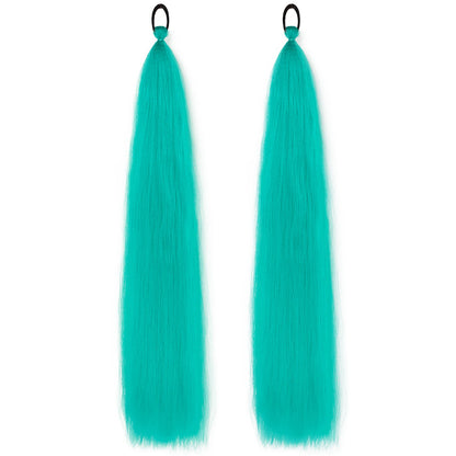 Synthetic Ponytail Extension – Long Straight Wrap-Around Hairpiece (2 Pcs)