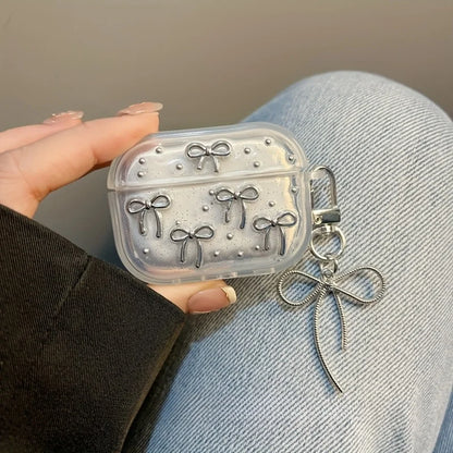 Silver Bow Clear AirPods Case with Bow Pendant