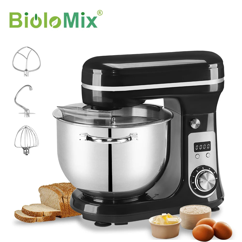 Stand Mixer 6L Quiet Motor with Stainless Steel Bowl & 3 Attachments