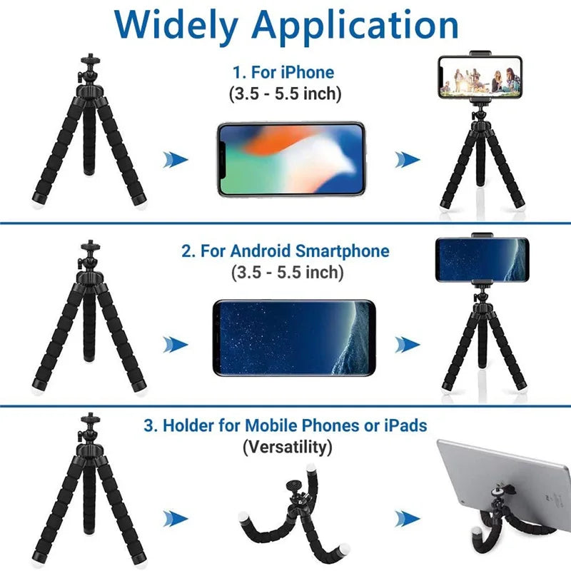 Mini Octopus Flexible Tripod with Phone Holder & Bluetooth Remote