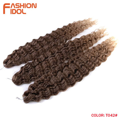 24 Inch Water Wave Crochet Braiding Hair – Synthetic Twist Curly Ombre Extensions