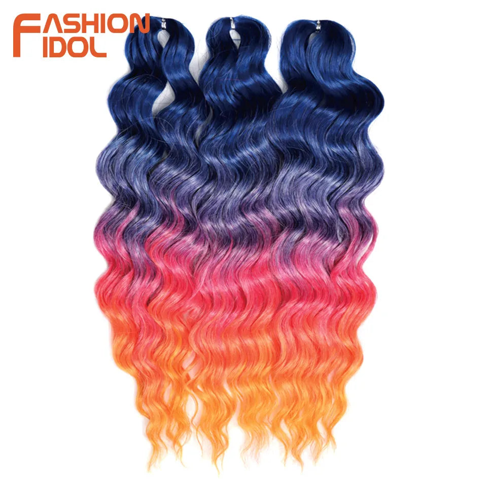 Deep Wave Braiding Hair Extensions 24 Inch – Synthetic Water Wave Crochet Hair