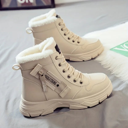 Women's Fur-Lined Winter Ankle Boots – Warm Lace-Up Snow Boots