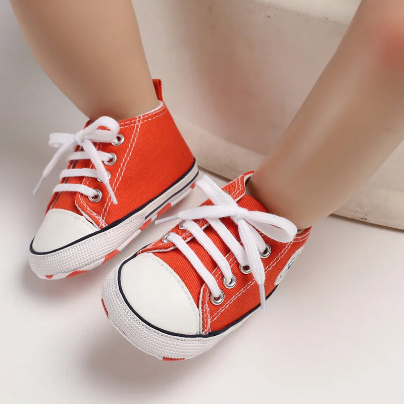Baby Canvas High-Top Sneakers – Anti-Slip Infant First Walker Shoes