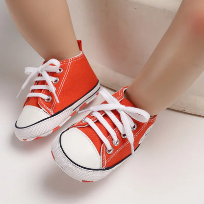 Baby Canvas High-Top Sneakers – Anti-Slip Infant First Walker Shoes