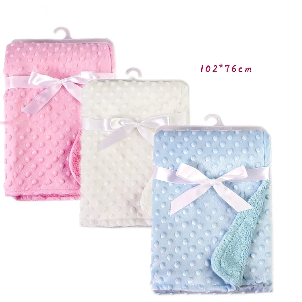 Baby Blanket – Soft Minky Dot Fleece Newborn Swaddle Wrap