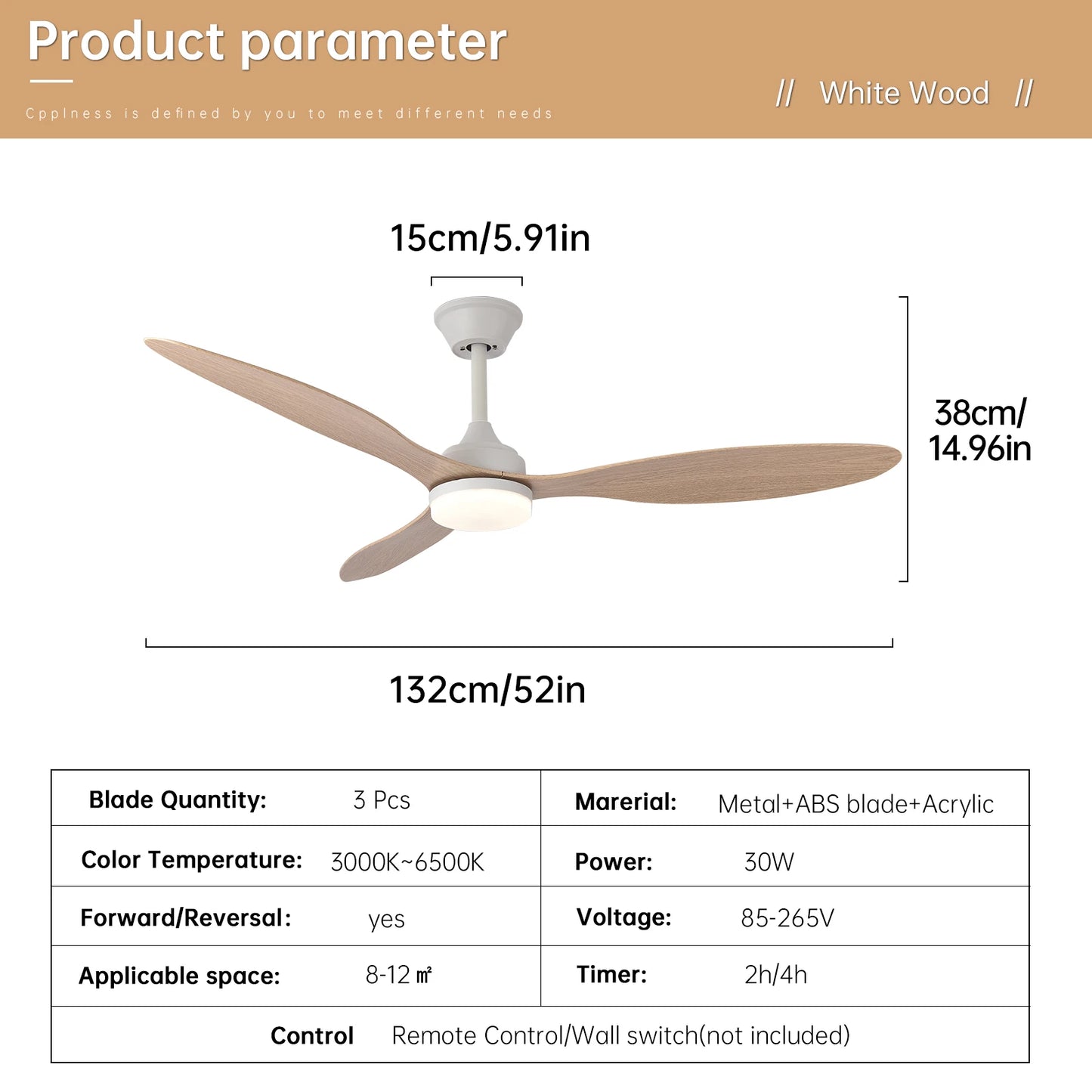 Ceiling Fan with Light – Low Profile Remote Control Fan, 25–52 Inch