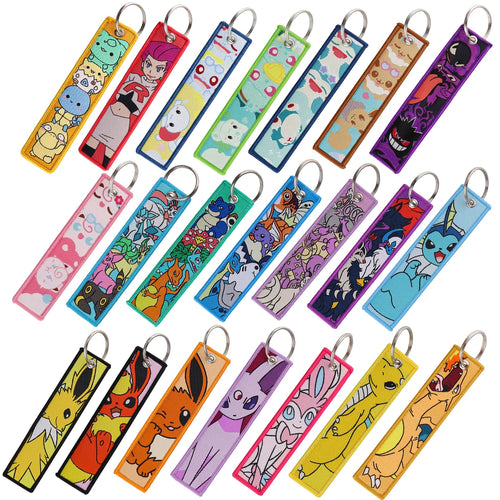 Anime Embroidered Keychain - Cute Cartoon Jet Tag Key Ring