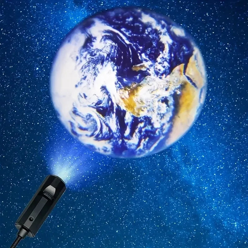 Moon & Earth Projection Night Light USB Starry Sky Atmosphere Lamp