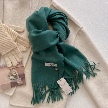 Cashmere-Feel Winter Scarf for Women – Soft Wool Pashmina Shawl with Tassels