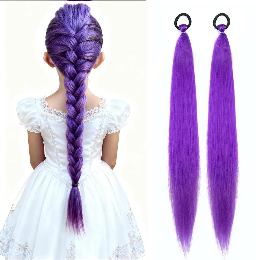 Synthetic Ponytail Extension – Long Straight Wrap-Around Hairpiece (2 Pcs)