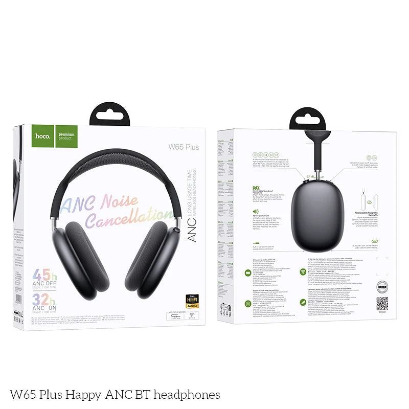 W65 Plus ANC Wireless Over Ear Headphones